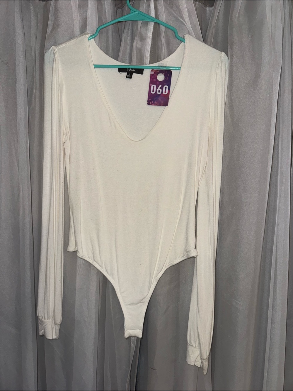 Lulu's Cream Long-Sleeve V-Neck Bodysuit